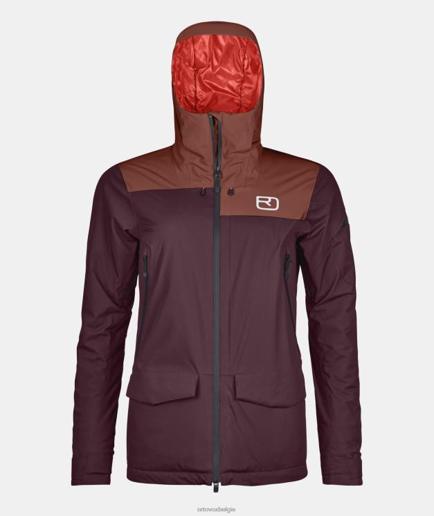 vrouwen donkere wijn 2l Zwitserse wollen sedrun jas ORTOVOX kleding LX0XF1236