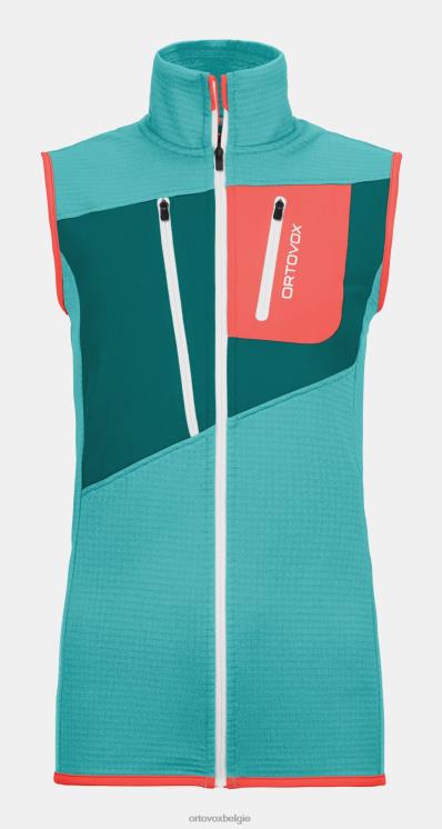 vrouwen ijs waterval fleece vest met rasterpatroon ORTOVOX kleding LX0XF1024