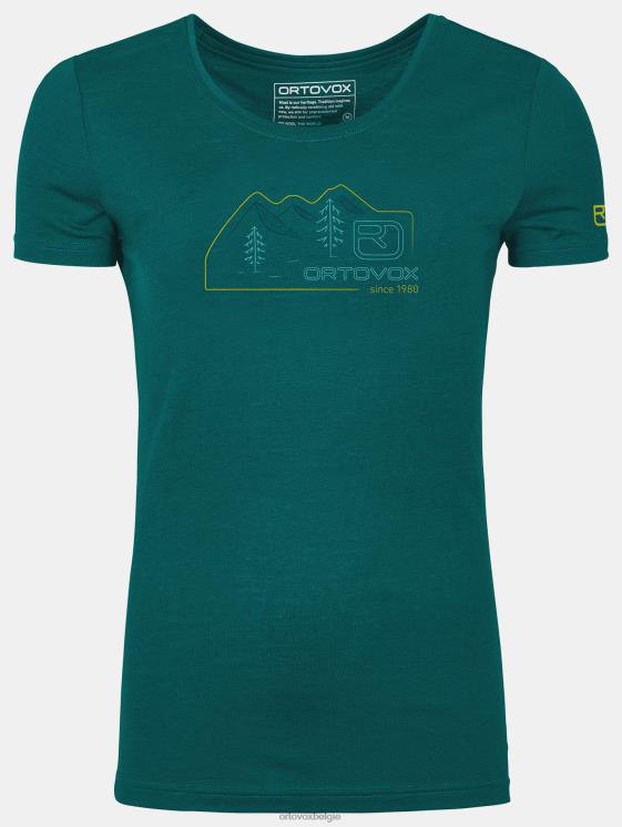 vrouwen Pacifisch groen 140 coole vintage badge ts ORTOVOX kleding LX0XF1063