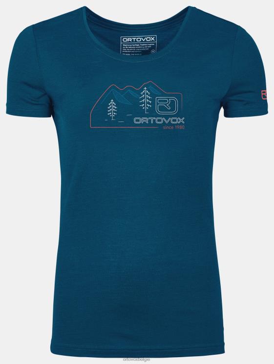 vrouwen benzine blauw 140 coole vintage badge ts ORTOVOX kleding LX0XF1062