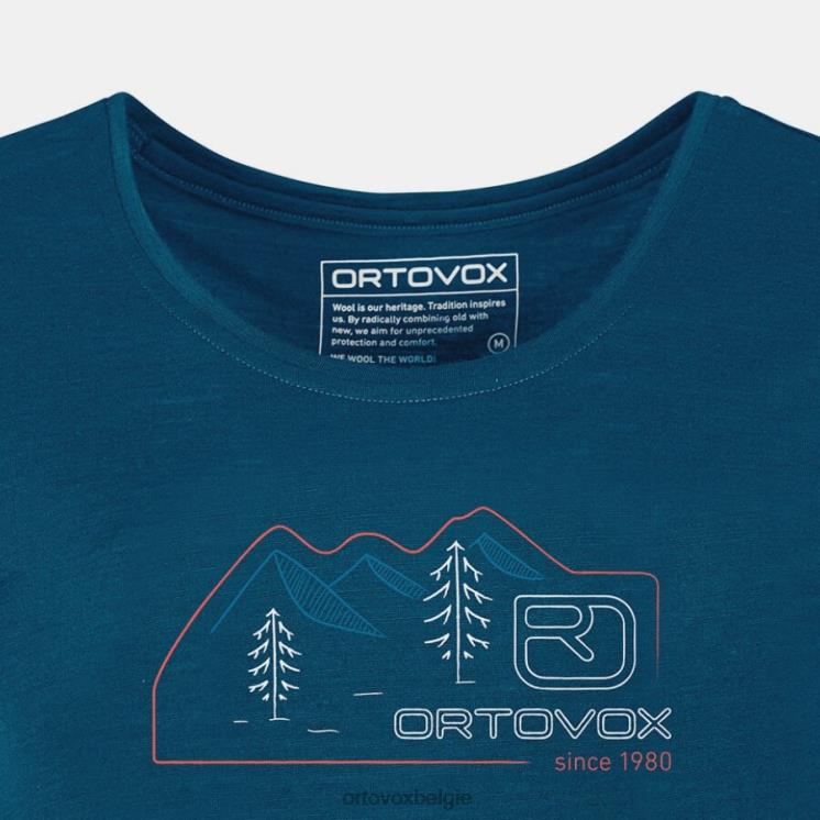 vrouwen benzine blauw 140 coole vintage badge ts ORTOVOX kleding LX0XF1062