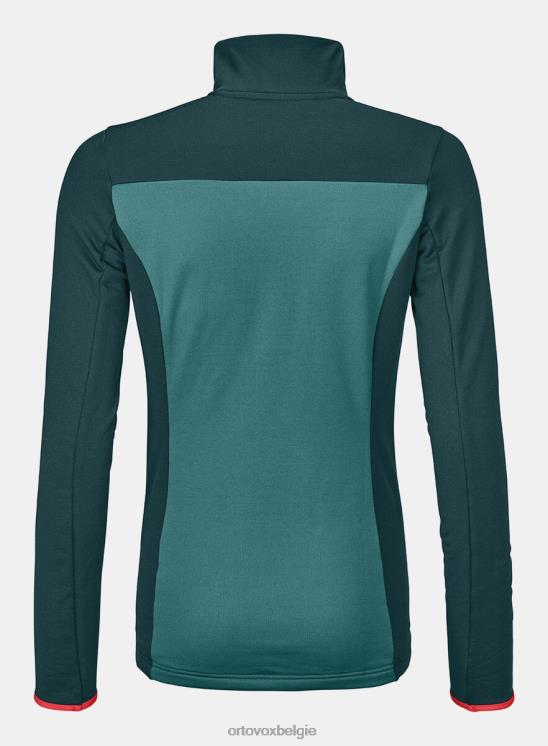 vrouwen donkere Stille Oceaan fleece lichte ritssluiting in de nek ORTOVOX kleding LX0XF1067