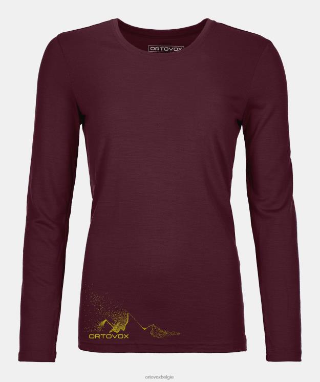 vrouwen donkere wijn 185 merino-logospray ls ORTOVOX kleding LX0XF1033